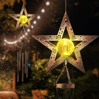 Star Solar Wind Chimes, Outdoor Sympathy Wind Chimes, Star Glass Ball Wind Chimes, Hanging Decor Mom Memorial Gifts for Grandma Patio Yard Christmas Decorations EasyOptionXY LLC
