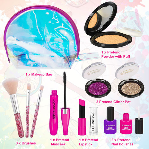 Pretend Makeup Kit for Girls, Fake Make Up Set with Cosmetic Bag, Toddler Cosmetic Beauty Set for 3, 4, 5, 6, 7, 8 Year Old Little Princess Birthday Gifts EasyOptionXY LLC