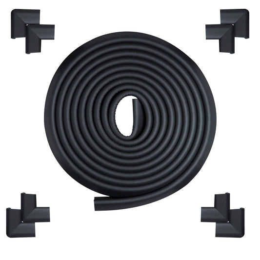 Baby Corner Protector, Kids Foam Safety Corner Edge Bumper Guard, 3M Pre-Taped Table Corner Protector for Table Desk, Corner Cushions, 16.4ft Edge + 8 Corners, Black