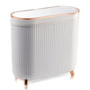 Bathroom Trash Can with Lid, 3.2 Gallon Slim Rubbish Bin Wastebasket, Rectangular Plastic Narrow Garbage Container Bin for Living Room, Kitchen, Toilet, Office(White) EasyOptionXY LLC