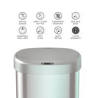 Nine Stars 13.2 Gallon Motion Sensor Trash Can with Stainless Steel Lid EasyOptionXY LLC