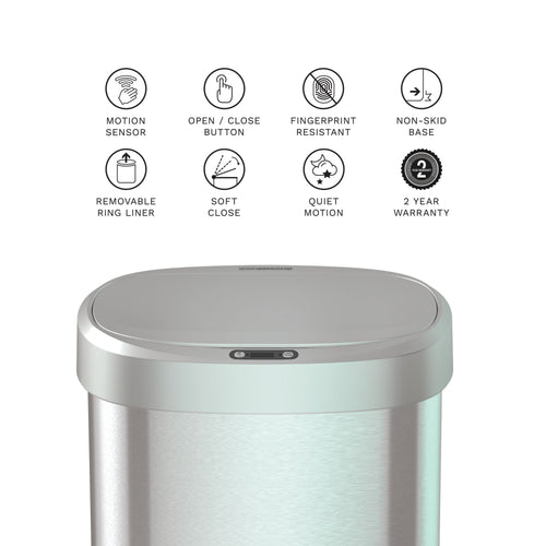Nine Stars 13.2 Gallon Motion Sensor Trash Can with Stainless Steel Lid EasyOptionXY LLC