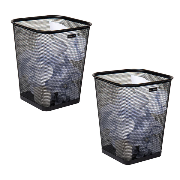Mind Reader Mesh Trash Can, Waste Paper Basket, Square, Office, Metal Mesh, 9.75"L x 9.75"W x 12.25"H, Set of 2, Black EasyOptionXY LLC