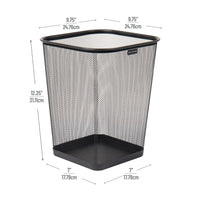 Mind Reader Mesh Trash Can, Waste Paper Basket, Square, Office, Metal Mesh, 9.75"L x 9.75"W x 12.25"H, Set of 2, Black EasyOptionXY LLC