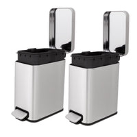 Qualiazero Trash Can, 1.3 Gallon Slim Step On Bathroom Trash Can, Stainless steel, Twin Pack EasyOptionXY LLC