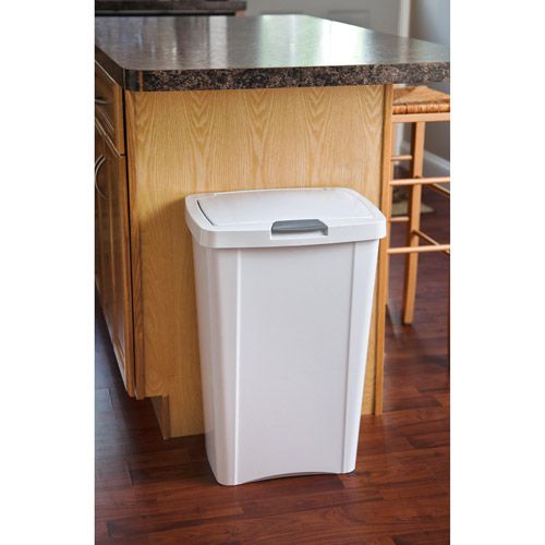 Sterilite 13 gal Plastic Touch Top Kitchen Trash Can, White EasyOptionXY LLC