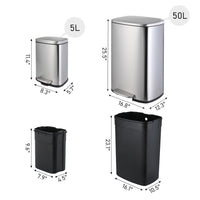 Arlopu Step Trash Can Combo Set, 13.2 Gallon & 1.3 Gallon, Stainless Steel Garbage Bin with Foot Pedal for Kitchen, Home, Office, Soft-Close Lid EasyOptionXY LLC