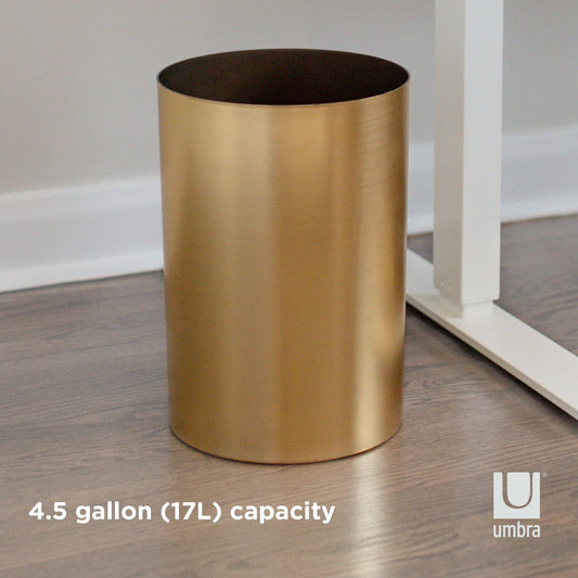 Umbra 4.5 gal Metalla Plastic Open Top Bathroom Trash Can, Matte Brass EasyOptionXY LLC