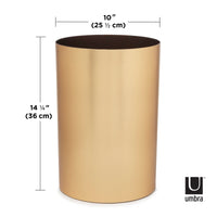 Umbra 4.5 gal Metalla Plastic Open Top Bathroom Trash Can, Matte Brass EasyOptionXY LLC