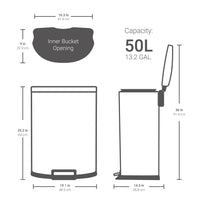 Qualiazero 13.2 Gallon Trash Can, D-Shape Step On Kitchen Trash Can, Stainless Steel EasyOptionXY LLC