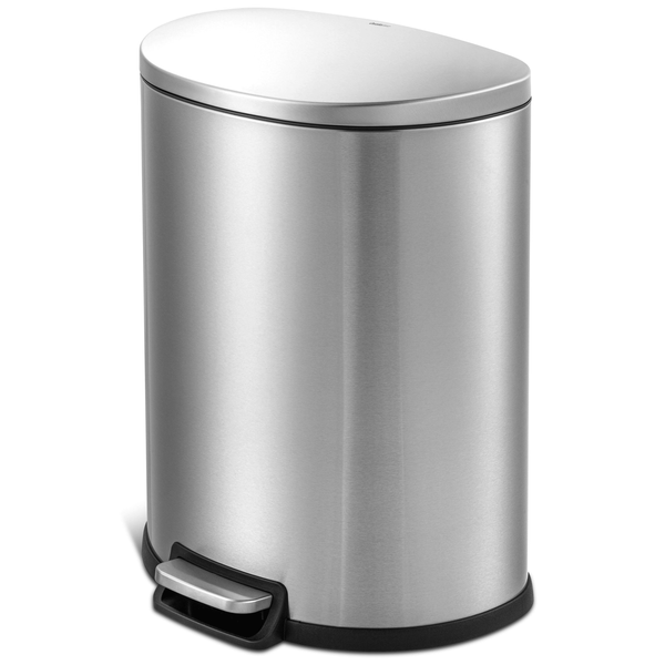 Qualiazero 13.2 Gallon Trash Can, D-Shape Step On Kitchen Trash Can, Stainless Steel EasyOptionXY LLC