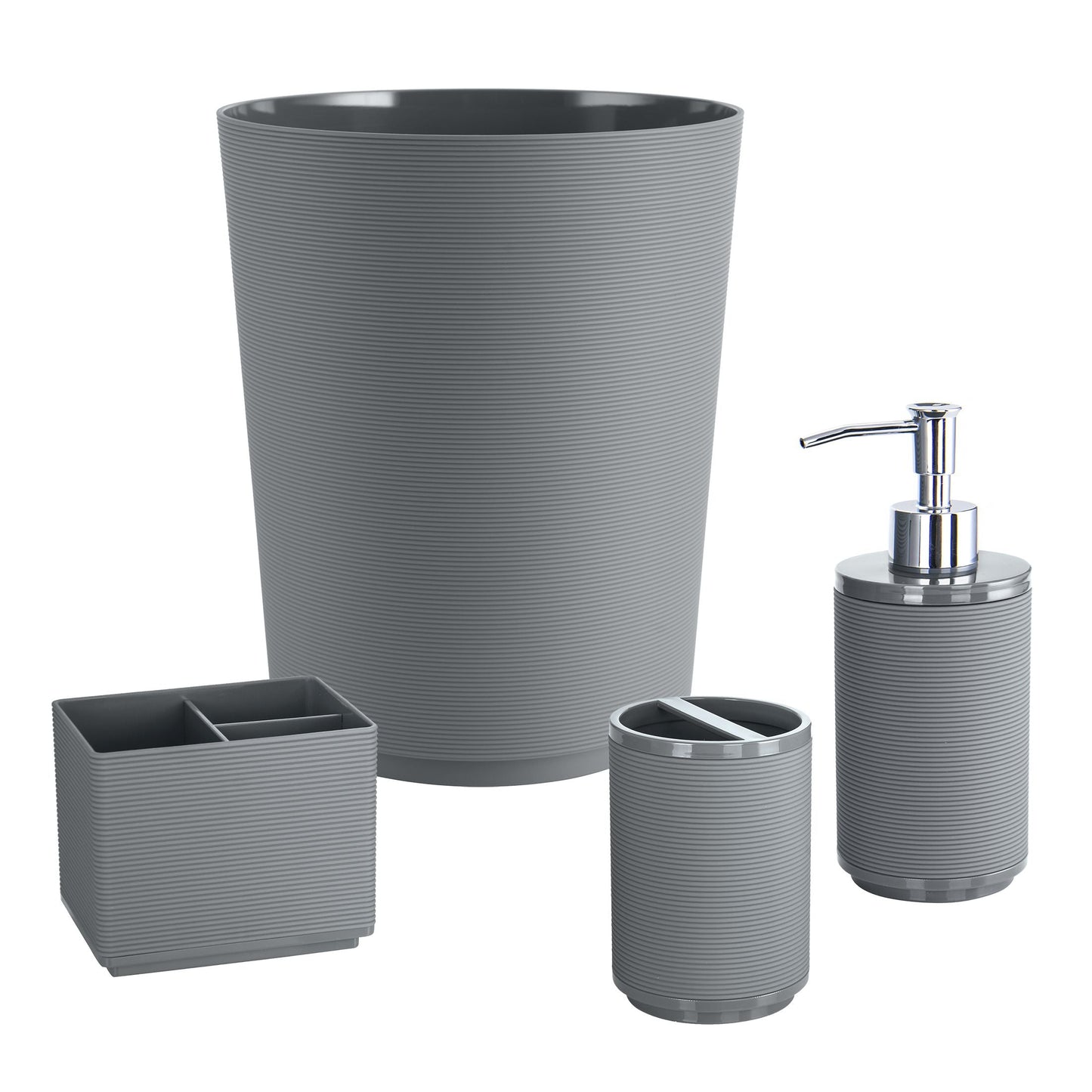 Mainstays Soft Touch Ribbed Plastic 1.98 Gallon Wastebasket in Grey for Bathroom, Kitchen and Bedroom EasyOptionXY LLC