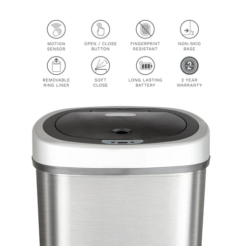 Nine Stars 13 Gallon Trash Can, Motion Sensor Kitchen Trash Can, Stainless Steel with Plastic Lid EasyOptionXY LLC
