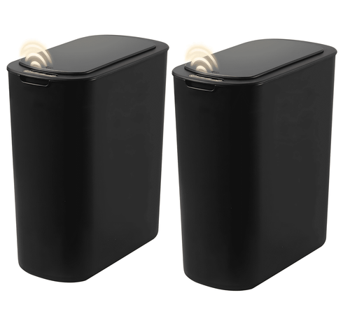2 Pack 3.2 Gallon Automatic Touchless Garbage Can, Small Motion Sensor Smart Trash Can, Slim Waterproof Trash Bin for Bedroom, Bathroom, kitchen, Office, Living Room, Black EasyOptionXY LLC