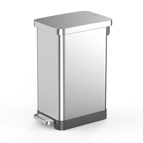 Qualiazero 13.2 Gallon Trash Can, Stainless Steel Step On Slim Kitchen Trash Can, Silver EasyOptionXY LLC