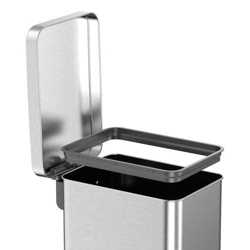 Qualiazero 13.2 Gallon Trash Can, Stainless Steel Step On Slim Kitchen Trash Can, Silver EasyOptionXY LLC