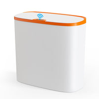 Automatic Sensor Trash Can with Lid: TINANA Waste Bin 3.2 Gallon Slimline for Bathroom, Bedroom, Kitchen, Office - White with Orange Trim EasyOptionXY LLC