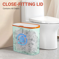 Automatic Sensor Trash Can with Lid: TINANA Waste Bin 3.2 Gallon Slimline for Bathroom, Bedroom, Kitchen, Office - White with Orange Trim EasyOptionXY LLC