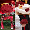 25 Pcs Artificial Rose Flowers, Foam Fake Flowers DIY Bouquets with Leaves and Stems for Wedding Party DIY Bouquets, Baby Shower, Home Decoration (Wine Red) EasyOptionXY LLC