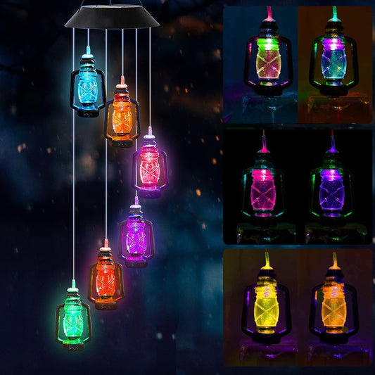 Solar Lantern Wind Chime, LED Lantern Wind Chime, Color Changing Hanging Lantern Light for Home Party Yard Garden Decoration EasyOptionXY LLC