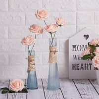 25 Pcs Artificial Rose Flowers, Foam Fake Flowers DIY Bouquets with Leaves and Stems for Wedding Party DIY Bouquets, Baby Shower, Home Decoration (Pink Champagne) EasyOptionXY LLC