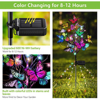 Solar Butterfly Lights, 2 Pack Outdoor Solar Garden Stake Lights, Decorative Pathway Lights with 14 Butterflies for Patio Yard Decor EasyOptionXY LLC