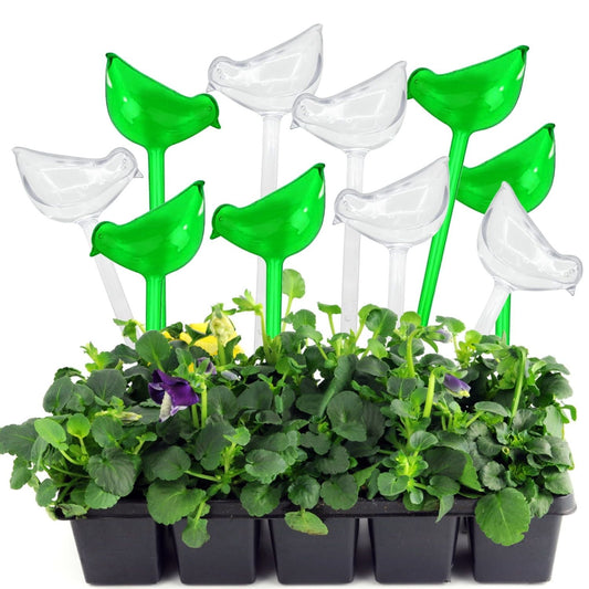 10 Pack Plant Watering Globes, Bird Shape Self Watering Bulbs, Automatic Watering Device, Clear Plastic Bulbs for Indoor and Outdoor Plants