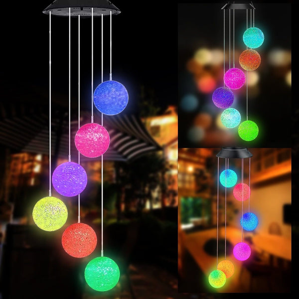 Solar Crystal Ball Wind Chime, Mobile Hanging Wind Chime, Color Changing Solar Power Wind Chime Light for Home Patio Yard Garden Decoration EasyOptionXY LLC