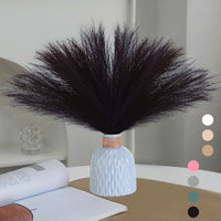 10 Pcs 18"/45cm Faux Pampas Grass Floral with 7 Fluffy Stems, Artificial Fake Flower Boho Decor Branches Plants for Vase Filler Farmhouse Home Wedding Decor (Black) EasyOptionXY LLC