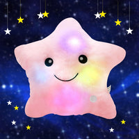 Twinkle Star Plush Pillow, LED Night Light Glowing Cushion, Creative Stuffed Toys Birthday Christmas Gifts for Kids Toddlers, Pink EasyOptionXY LLC