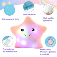 Twinkle Star Plush Pillow, LED Night Light Glowing Cushion, Creative Stuffed Toys Birthday Christmas Gifts for Kids Toddlers, Pink EasyOptionXY LLC