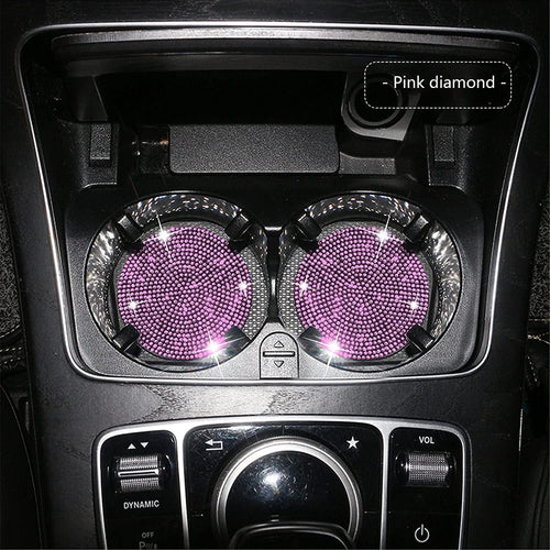 Car Cup Holder Coaster, 4 Pack 2.75 inch Bling Cup Holder, Crystal Car Cup Mat, Universal Vehicle Interior Accessories for Women (Pink) EasyOptionXY LLC
