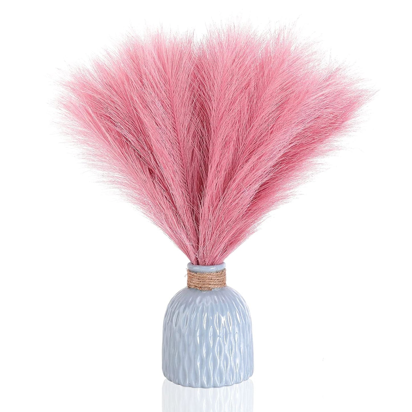 10 Pcs 18"/45cm Faux Pampas Grass Floral with 7 Fluffy Stems, Artificial Fake Flower Boho Decor Branches Plants for Vase Filler Farmhouse Home Wedding Decor (Pink) EasyOptionXY LLC