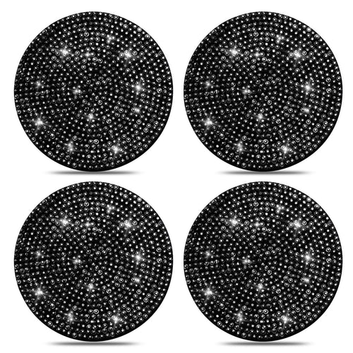 Car Cup Holder Coaster, 4 Pack 2.75 inch Bling Cup Holder, Crystal Car Cup Mat, Universal Vehicle Interior Accessories for Women (Black) EasyOptionXY LLC