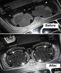 Car Cup Holder Coaster, 4 Pack 2.75 inch Bling Cup Holder, Crystal Car Cup Mat, Universal Vehicle Interior Accessories for Women (Black) EasyOptionXY LLC