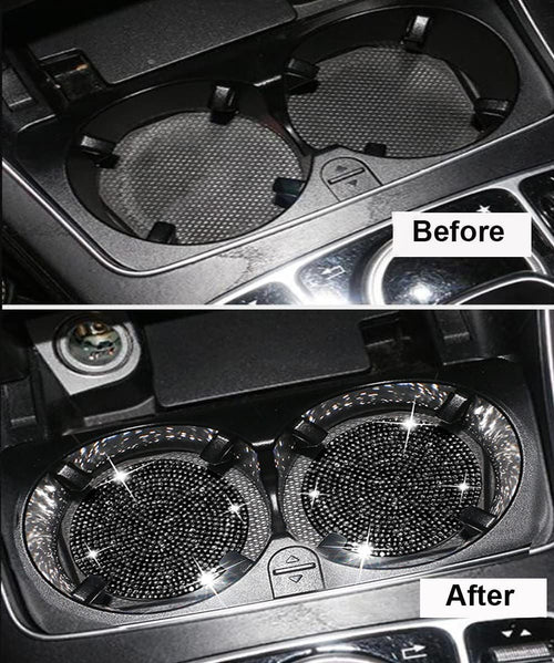 Car Cup Holder Coaster, 4 Pack 2.75 inch Bling Cup Holder, Crystal Car Cup Mat, Universal Vehicle Interior Accessories for Women (Black) EasyOptionXY LLC