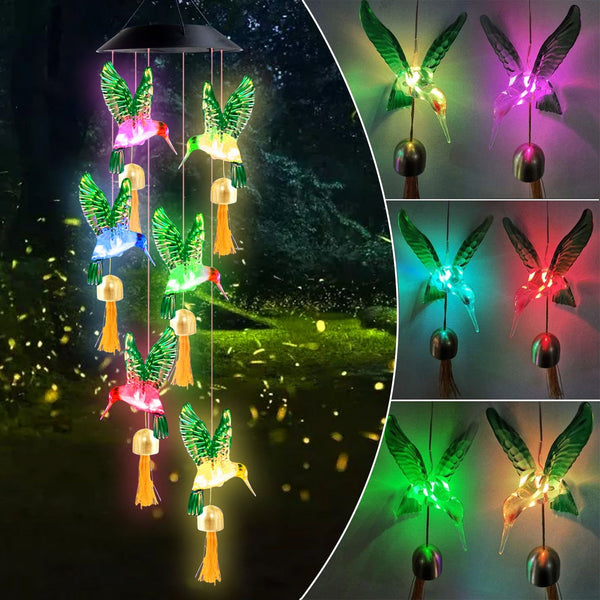 Hummingbird Bell Solar Wind Chimes, Color Changing Solar Lights, Outdoor Memorial Wind Bell Lights Gifts for Garden Mothers Day Yard Decor EasyOptionXY LLC