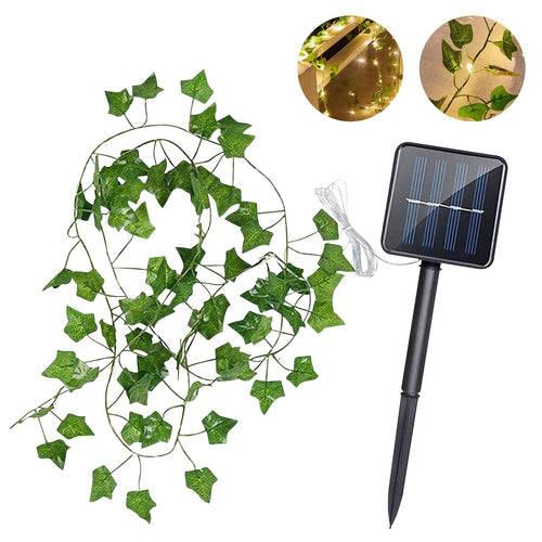 Solar Ivy String Light, 10M 100 LED Artificial Maple Leaf String Lights Waterproof Fairy Night Lights for Outdoor Wedding Party Garden Decor EasyOptionXY LLC