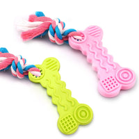 2 Pack Dog Chew Toys, Rubber Puppy Teething Toys with Rope, Interactive Treat Toys for Small Dogs Pets, Pink+Green EasyOptionXY LLC
