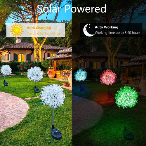 LED Solar Dandelion Ground Light, Outdoor Waterproof Solar Powered Garden Landscape Decorative Lights for Yard Lawn Patio Walkway Backyard, 4 Pack EasyOptionXY LLC