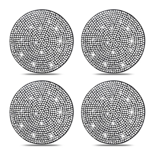 Car Cup Holder Coaster, 4 Pack 2.75 inch Bling Cup Holder, Crystal Car Cup Mat, Universal Vehicle Interior Accessories for Women (White) EasyOptionXY LLC