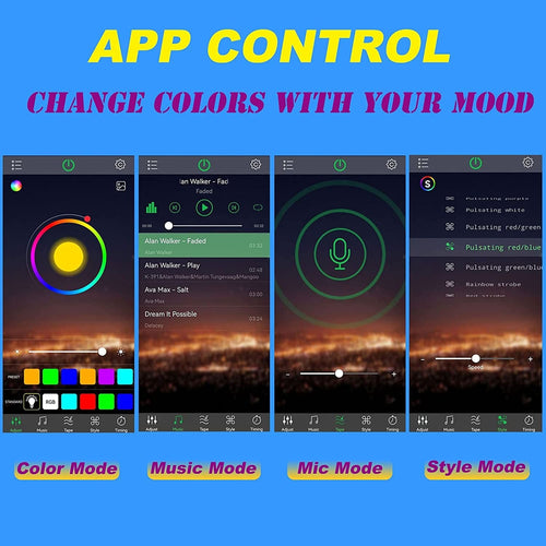 Multi-Color Strip Lights with App Control, Smart Interior 48 LED Car Lights with Music Mode, Under Dash Interior Lights for Cars, SUVs, DC 12V, 4 Pcs EasyOptionXY LLC