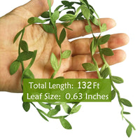 132 Feet Artificial Vines, Fake Hanging Plants Leaf Garland Foliage Green Leaves Ribbon, Decorative Wreath Accessory Wedding Wall Crafts Party Decor EasyOptionXY LLC