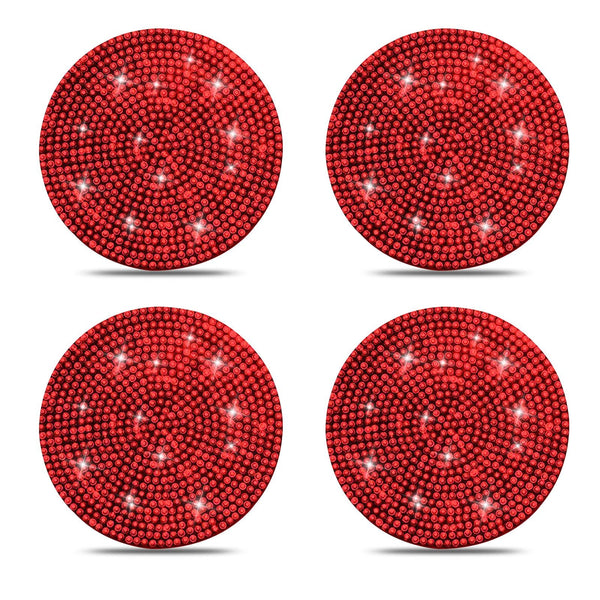 Car Cup Holder Coaster, 4 Pack 2.75 inch Bling Cup Holder, Crystal Car Cup Mat, Universal Vehicle Interior Accessories for Women (Red) EasyOptionXY LLC
