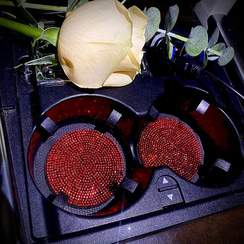 Car Cup Holder Coaster, 4 Pack 2.75 inch Bling Cup Holder, Crystal Car Cup Mat, Universal Vehicle Interior Accessories for Women (Red) EasyOptionXY LLC