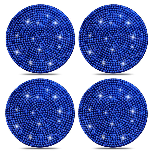 Car Cup Holder Coaster, 4 Pack 2.75 inch Bling Cup Holder, Crystal Car Cup Mat, Universal Vehicle Interior Accessories for Women (Blue) EasyOptionXY LLC
