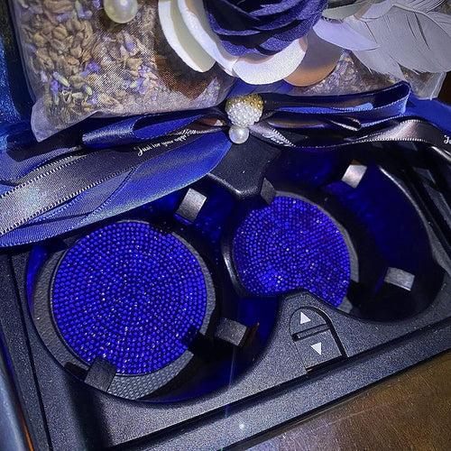Car Cup Holder Coaster, 4 Pack 2.75 inch Bling Cup Holder, Crystal Car Cup Mat, Universal Vehicle Interior Accessories for Women (Blue) EasyOptionXY LLC