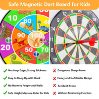 28.74" Large Dart Board Game Set, Dinosaur Theme Double-Sided Kids Dartboards with 20 Sticky Balls, Foldable Indoor Outdoor Party Games Toys for Boys Girls EasyOptionXY LLC