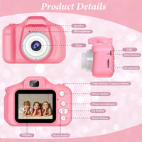 Kids Camera Toys, Digital Camera with 32GB SD Card, Toddler Camera Christmas Birthday Gifts for 3-10 Year Old Boys Girls Toys, Pink EasyOptionXY LLC