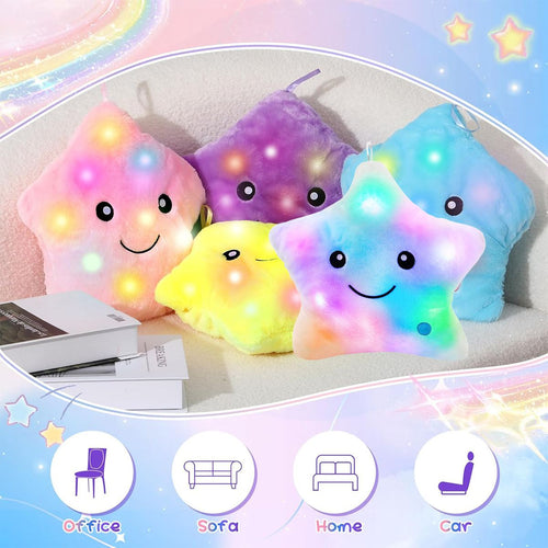Twinkle Star Plush Pillow, LED Night Light Glowing Cushions, Creative Stuffed Toys Birthday Christmas Gifts for Kids Toddlers, White EasyOptionXY LLC